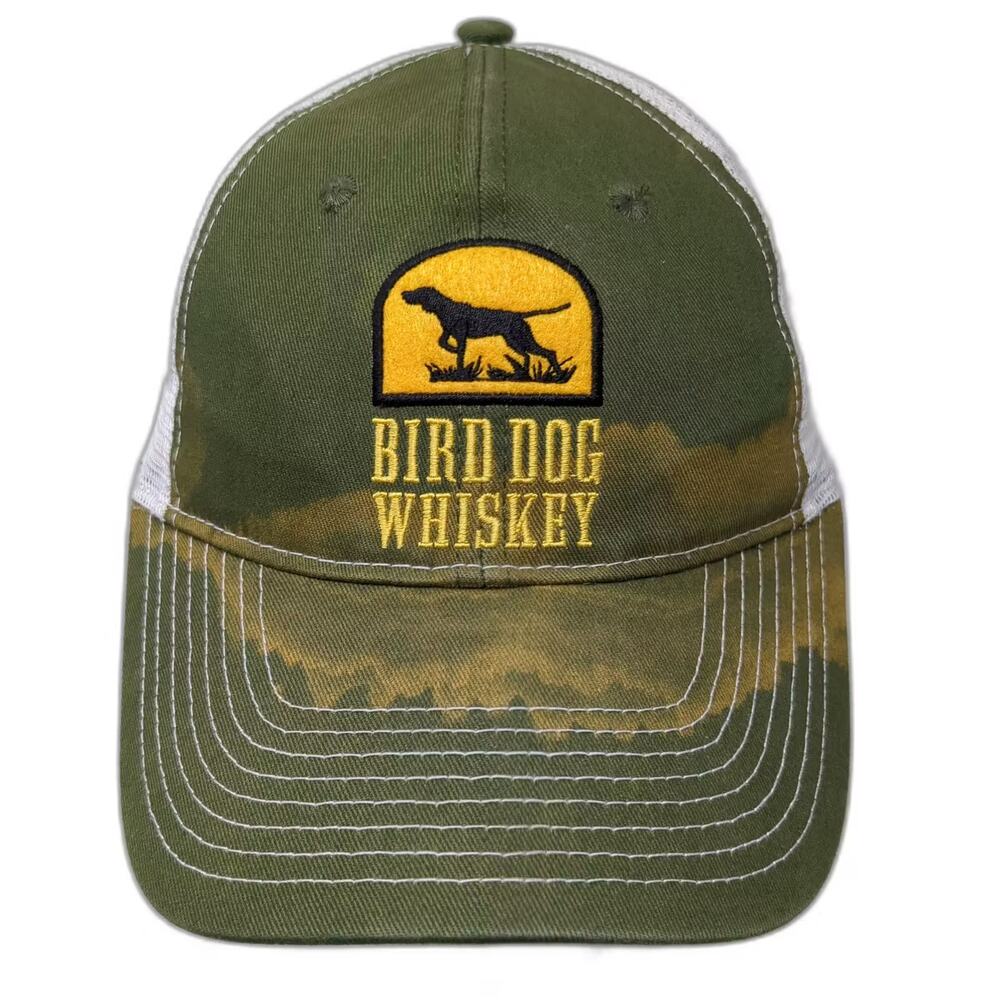 Bird Dog Whiskey Trucker Hat Green White One Size Snapback Mesh Embroidered Logo
